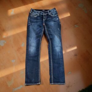 Silver Suki Fluid Mid Straight Jeans Size 27x31 #182